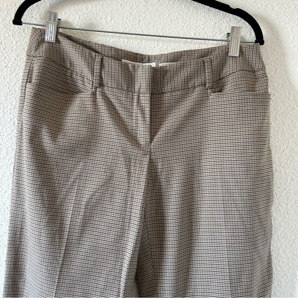 Michael Kors Grammercy Fit Slacks 8P Beige Glen Houndstooth Wide Straight Leg - Picture 10 of 11